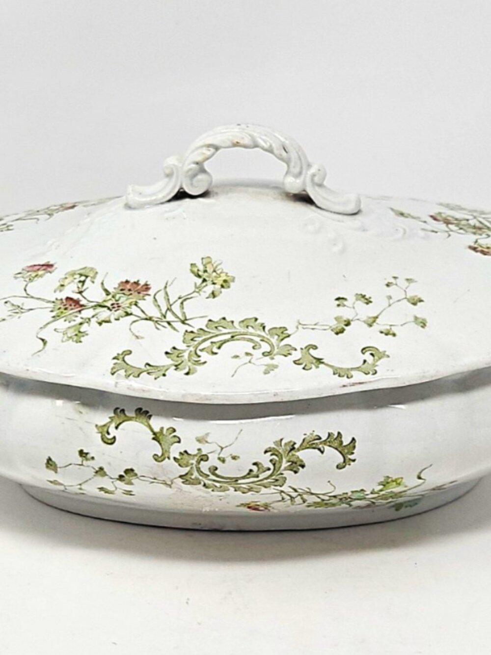 Antique 1890s Ironstone Lidded Tureen Crescent Pottery Severn Transferprinted